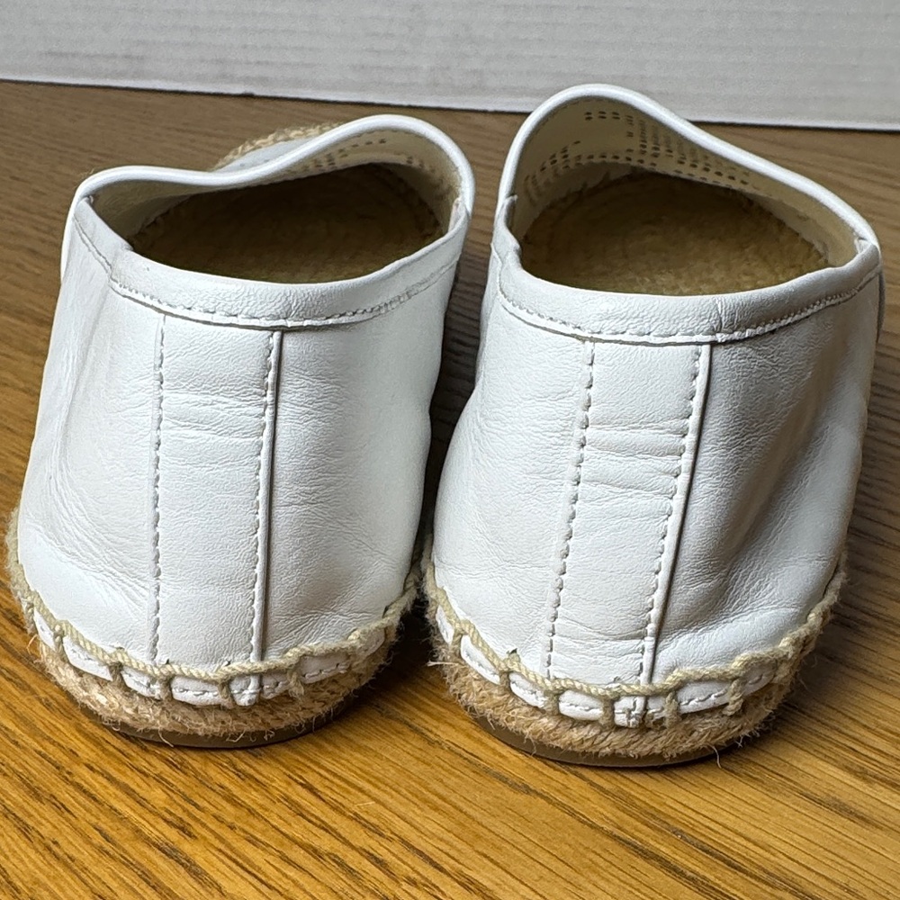 TORY‎ BURCH White Leather Espadrille Flats Perforated Logo Preppy Beach Resort 8 - Picture 6 of 13